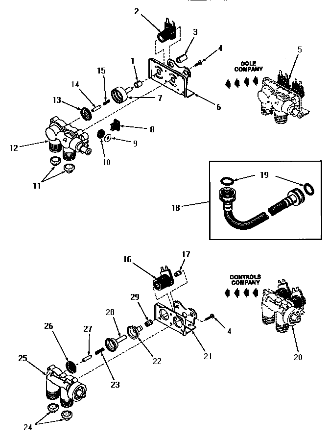 Speed Queen FA9211 25832 & 25833 mixing valve assemblies diagram