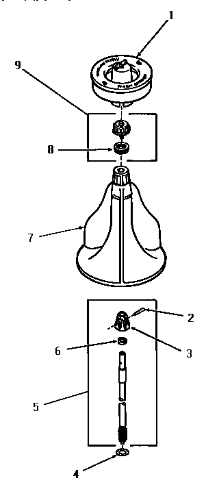 Speed Queen FA9211 agitator, shaft and fabric softener dispenser diagram
