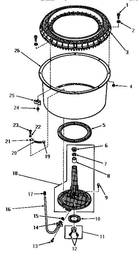 Speed Queen FA9211 agitator post and spin tub diagram