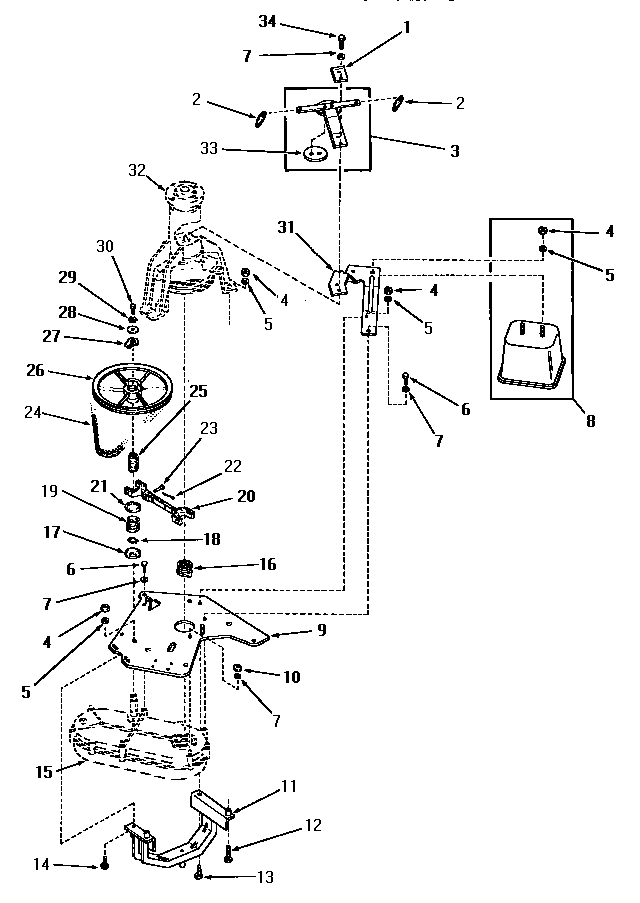 Speed Queen FA9211 counterbalance weight, bracket, mtg plate and trans. belt diagram