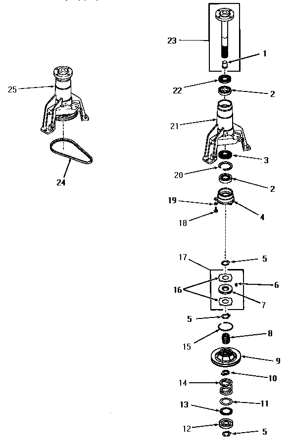 Speed Queen FA9211 main bearing assembly and spin belt diagram