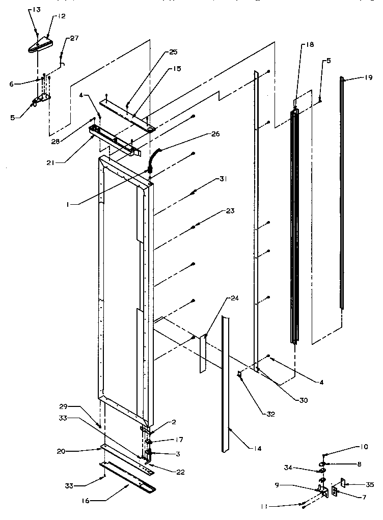 Modern Maid GRH2203W/P1168105WW freezer door hinge & trim parts diagram