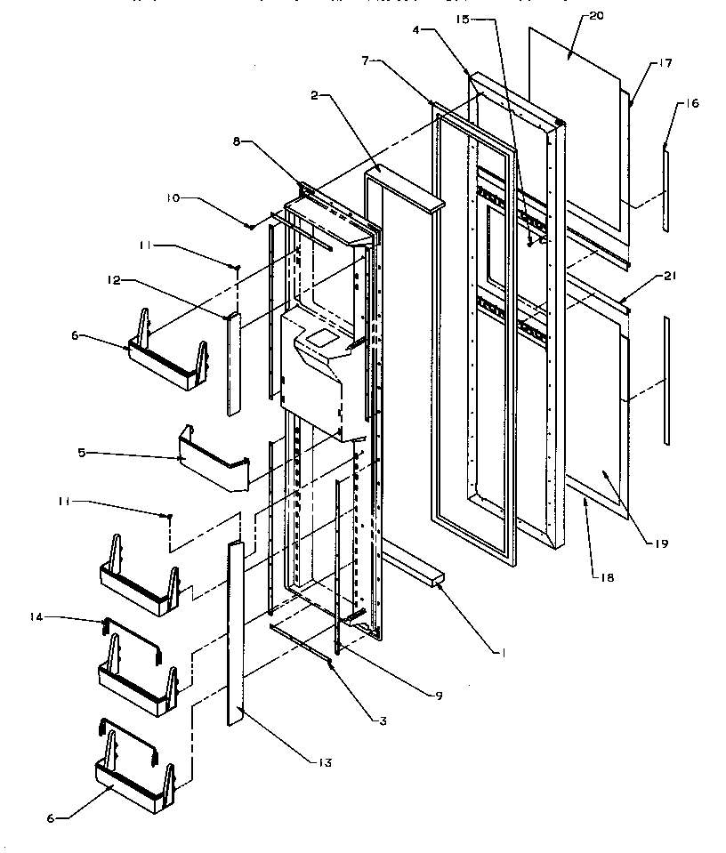 Modern Maid GRH2203W/P1168105WW freezer door (grh2203b/p1168106we) (grh2203w/p1168105ww) (grh2402sw/p1168104ww) diagram
