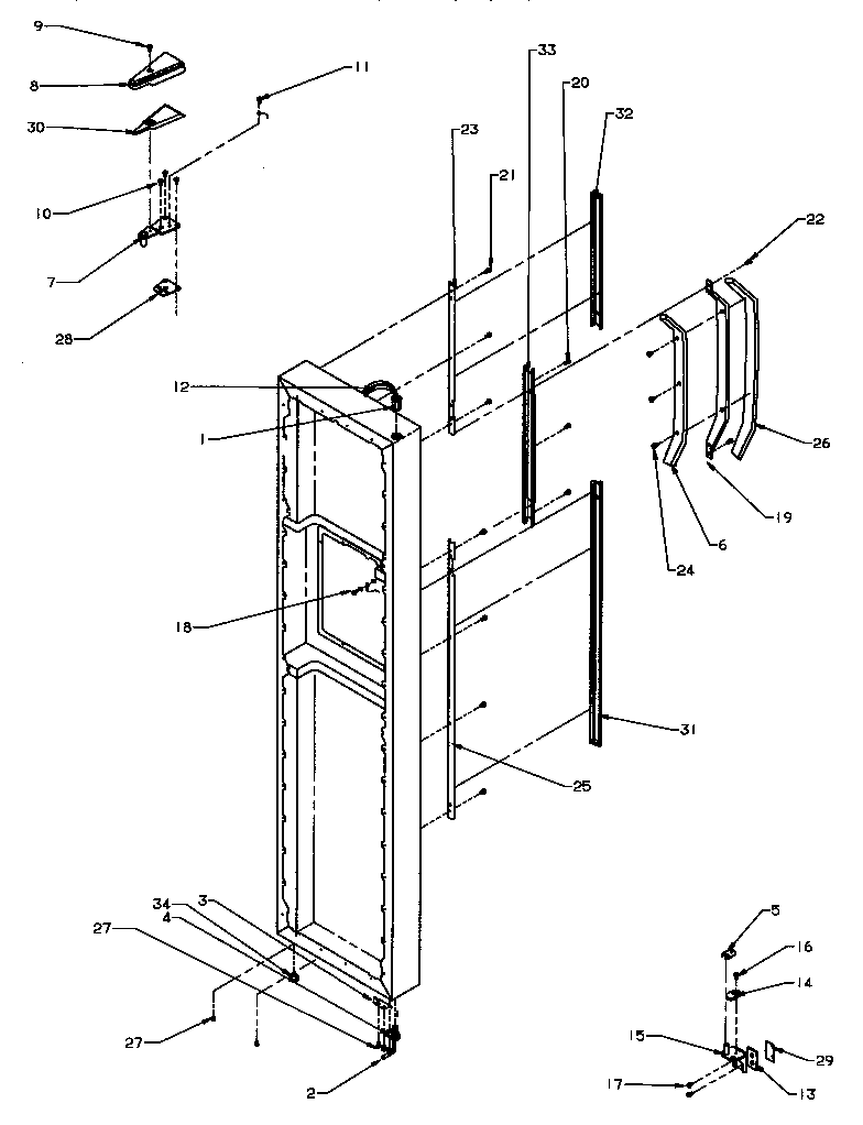 Amana SPD22Q2L-P1181314WL freezer door hinge and trim parts (spd27q2e/p1181316we) (spd27q2l/p1181316wl) (spd27q2w/p1181316ww) diagram