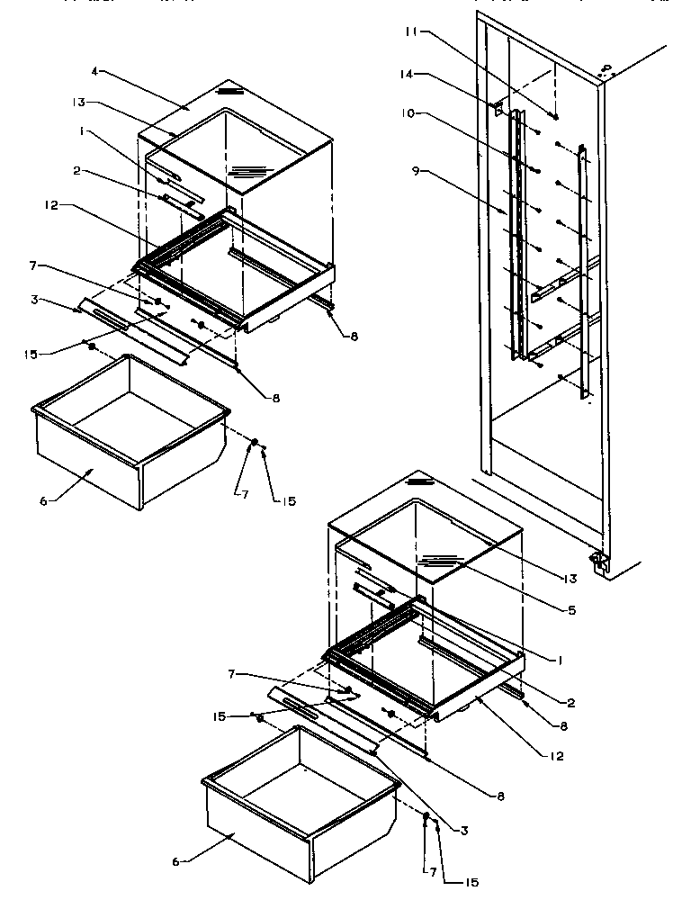Amana SPD22Q2L-P1181314WL refrigerator shelving and drawers diagram