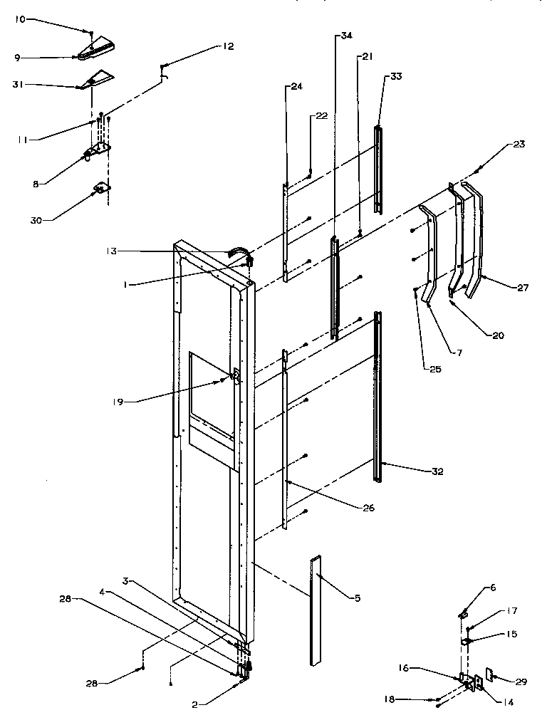 Amana SXD25QA3E-P1181320WE freezer door hinge and trim parts (sxd22q2e/p1181308we) (sxd22q2l/p1181308wl) (sxd22q2w/p1181308ww) diagram