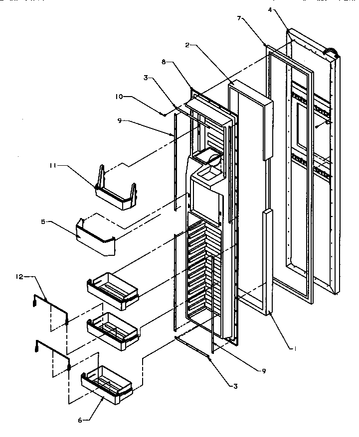 Amana SXD25QA3E-P1181320WE freezer door (sxd22q2e/p1181308we) (sxd22q2l/p1181308wl) (sxd22q2w/p1181308ww) (sxd25qa3e/p1181310we) (sxd25qa3e/p1181320we) (sxd25qa3e/p1181324we) (sxd25qa3l/p1181310wl) (sxd25qa3l/p1181320wl) (sxd25qa3l/p1181324wl) (sxd25qa3w/p1181310ww) (sxd25qa3w/p118 diagram