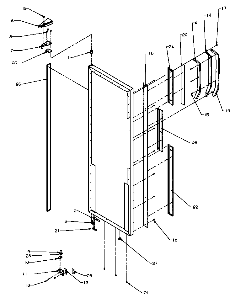 Amana SXD25QA3E-P1181320WE refrigerator door hinge and trim parts (sxd27q2e/p1181313we) (sxd27q2l/p1181313wl) (sxd27q2w/p1181313ww) diagram
