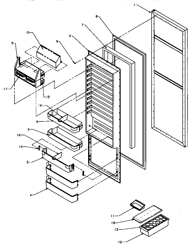 Amana SXD25QA3E-P1181320WE refrigerator door (sxd22q2e/p1181308we) (sxd22q2l/p1181308wl) (sxd22q2w/p1181308ww) diagram