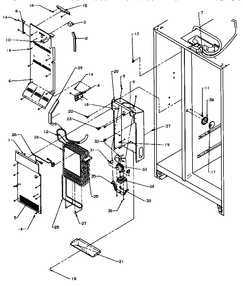 Amana SXD25QA3E-P1181320WE evaporator and air handling diagram