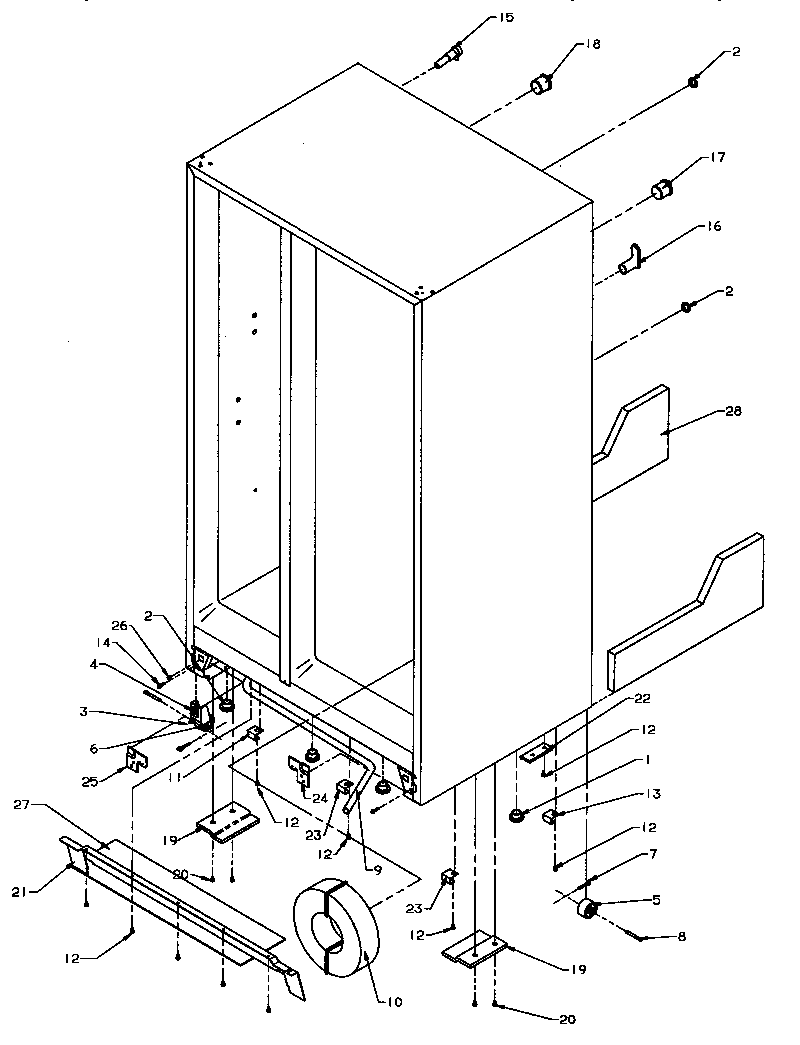Amana SXD25QA3E-P1181320WE drain and rollers diagram
