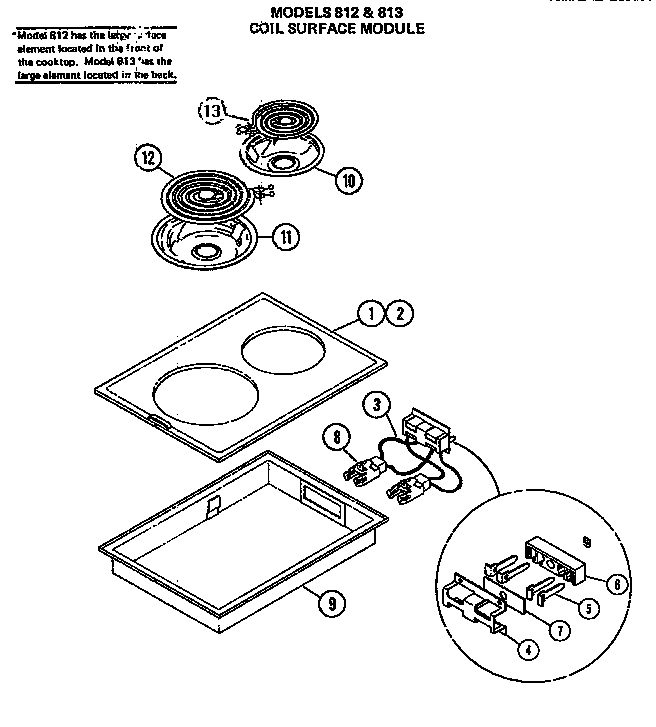 Amana 811.000 coil surface module (812.000) (813.000) diagram