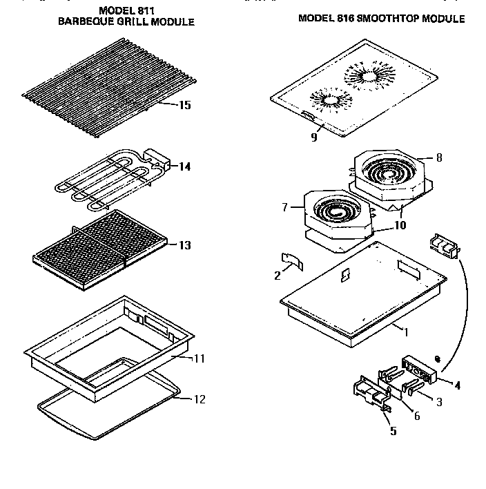 Amana 811.000 barbeque grill and smoothtop module (811.000) (816.000) diagram