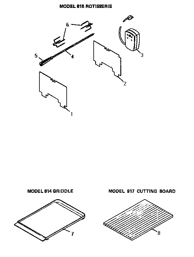 Amana 811.000 rotisserie, griddle & cutting board (814.000) (815.000) (817.000) diagram