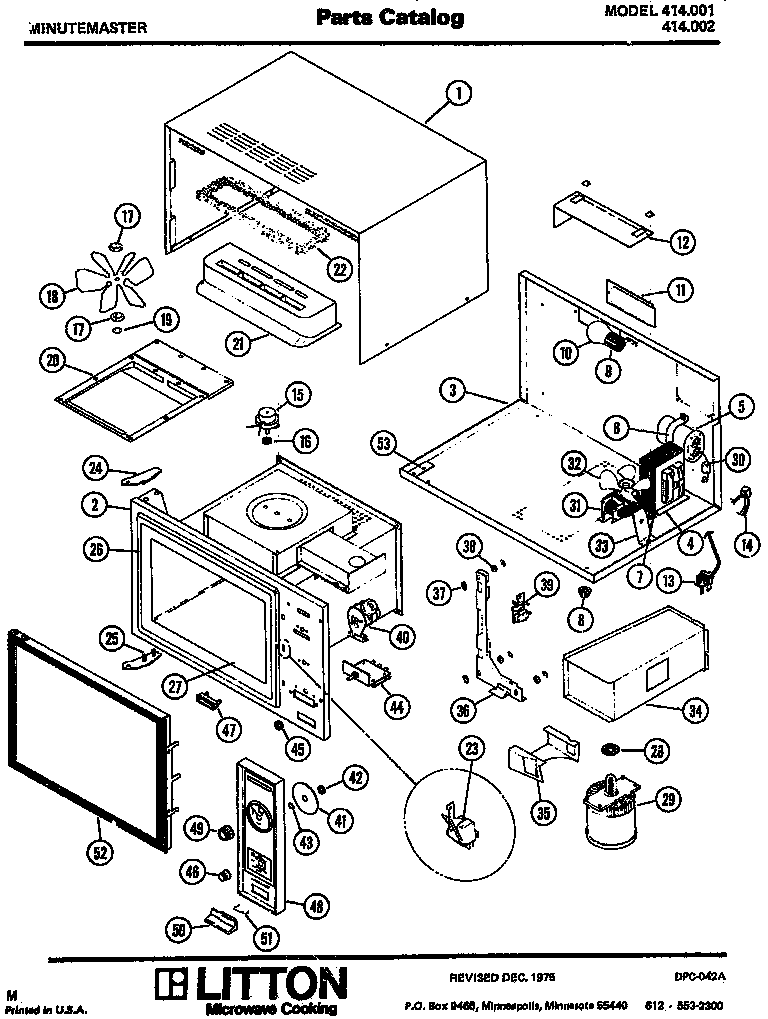 Amana 414.002 microwave parts diagram