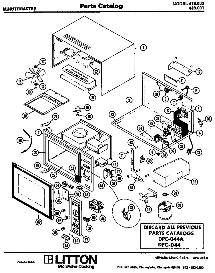Amana 418.000 microwave parts diagram