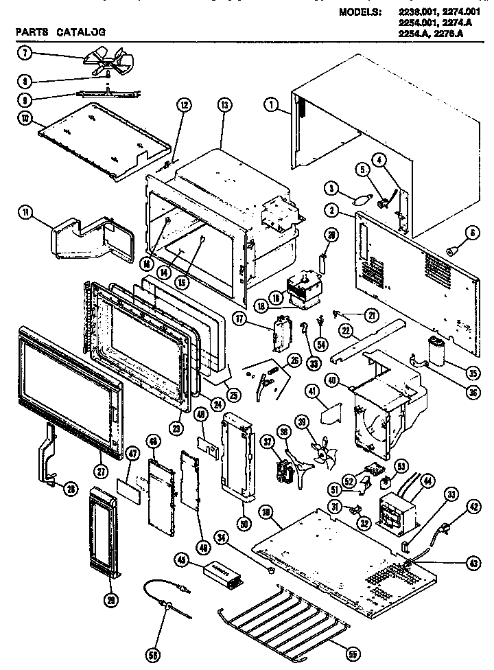 Amana 2254.A microwave parts diagram
