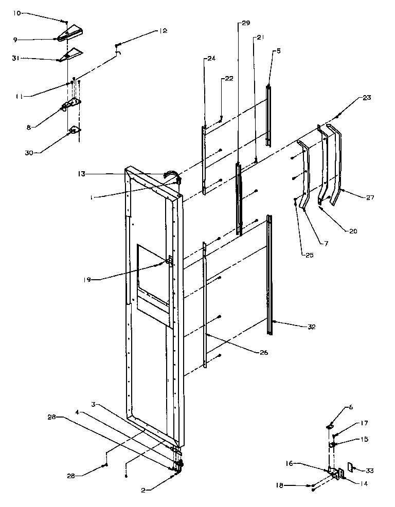 Amana SSD25N2W-P1181322WW freezer door hinge and trim parts diagram