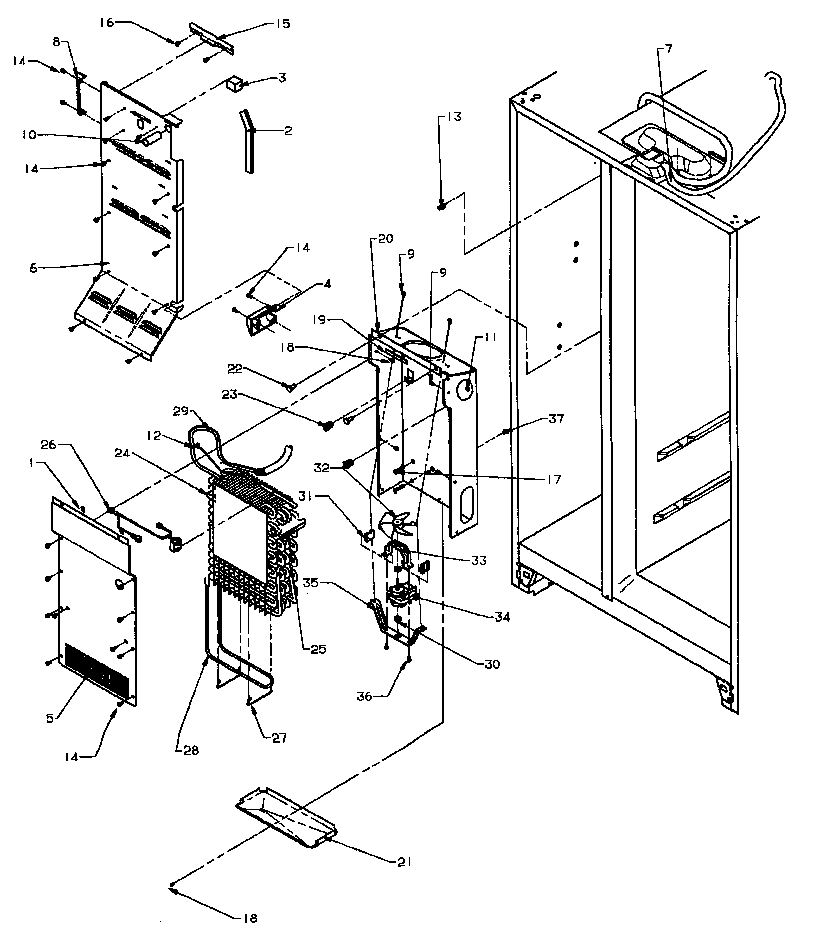 Amana SSD25N2W-P1181322WW evaporator and air handling diagram