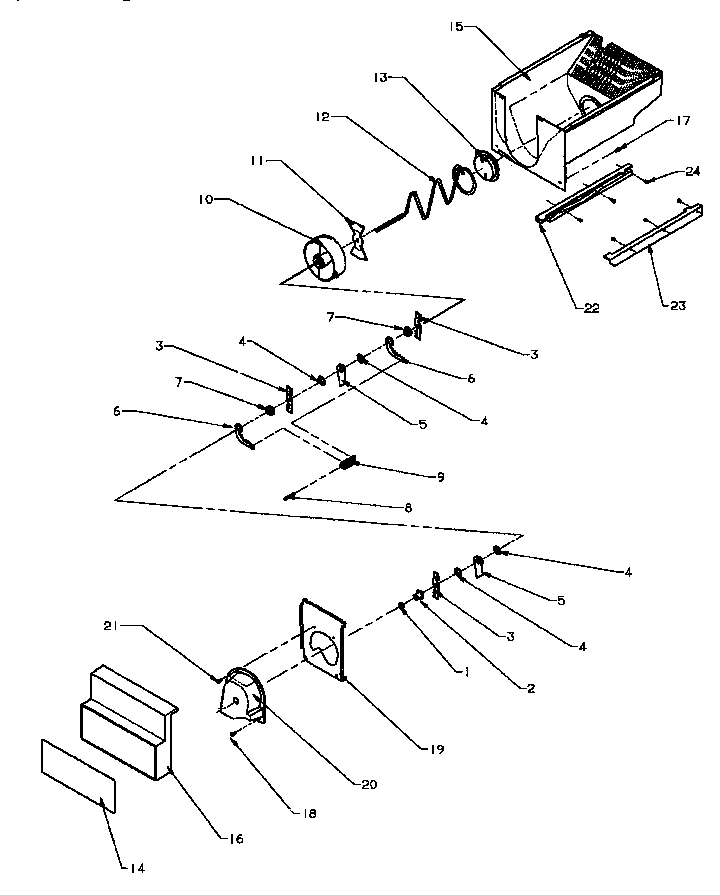 Amana SSD25N2W-P1181322WW crushed ice bucket diagram
