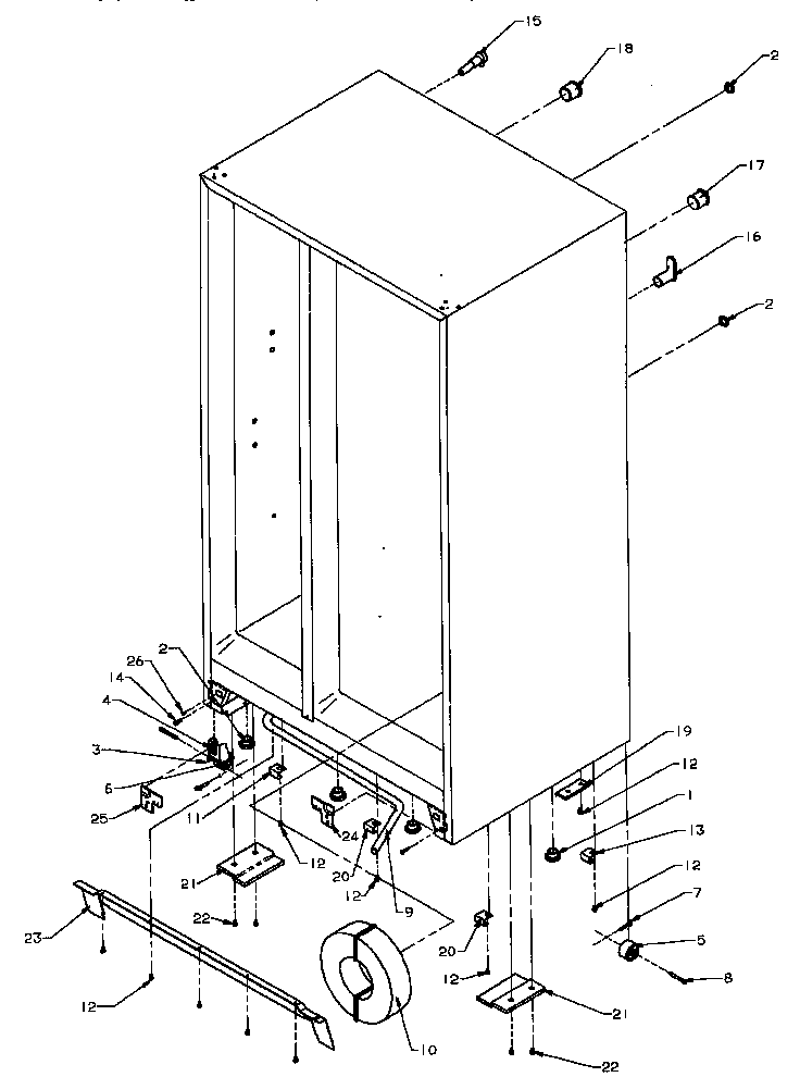 Amana SPD25AW-P1162435WW drain and rollers diagram
