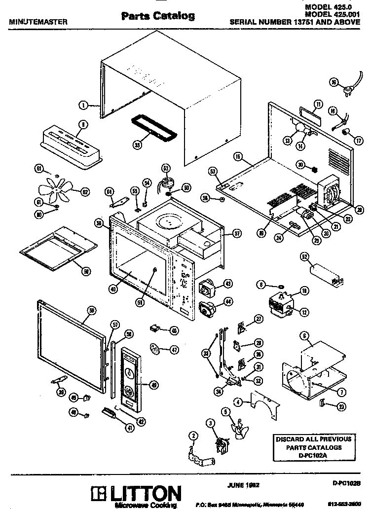 Amana 425.001 SN 13571+ microwave parts diagram