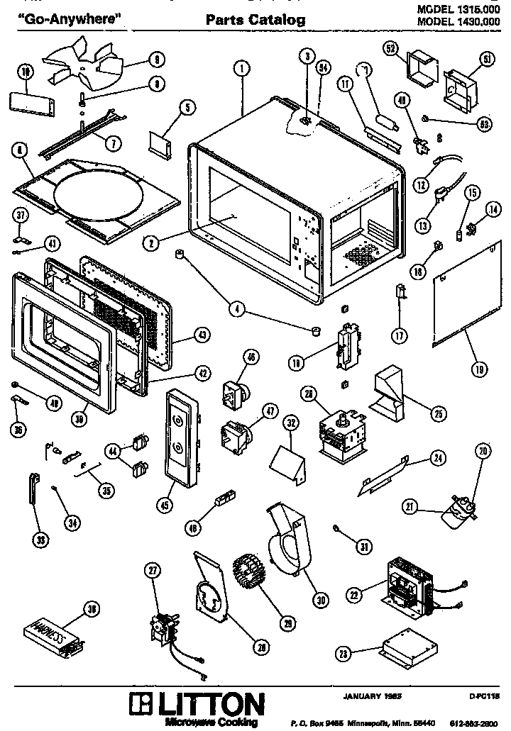 Amana 1430.000 microwave parts diagram