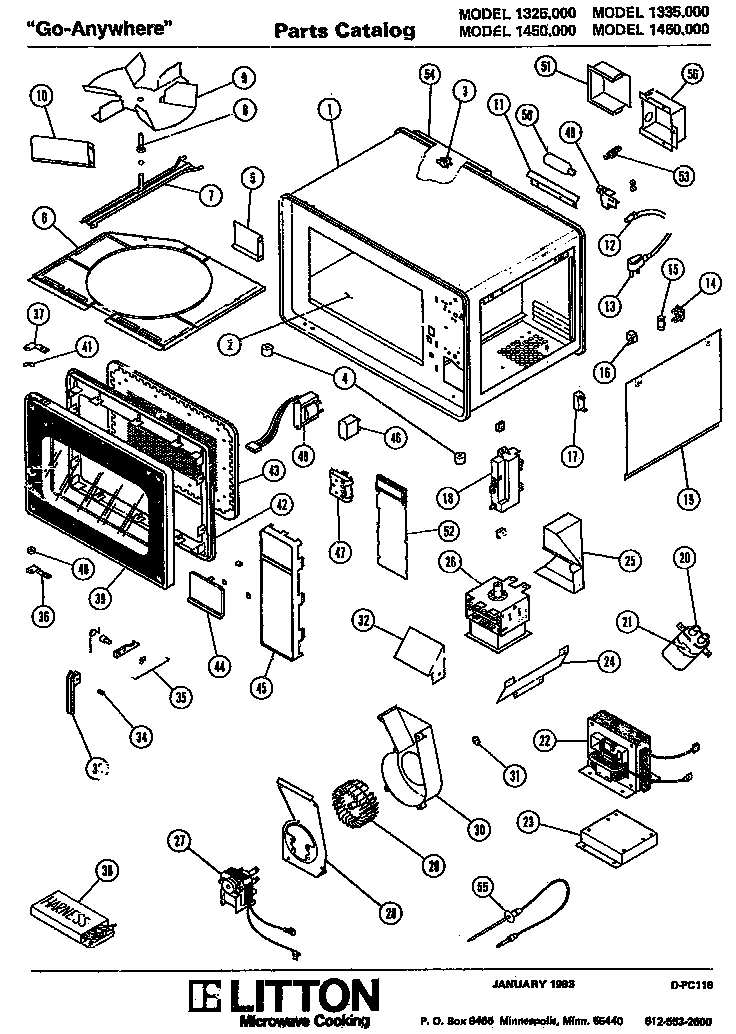Amana 1450.000 microwave parts diagram