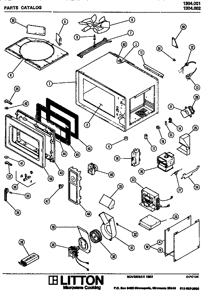 Amana 1304.002 microwave parts diagram