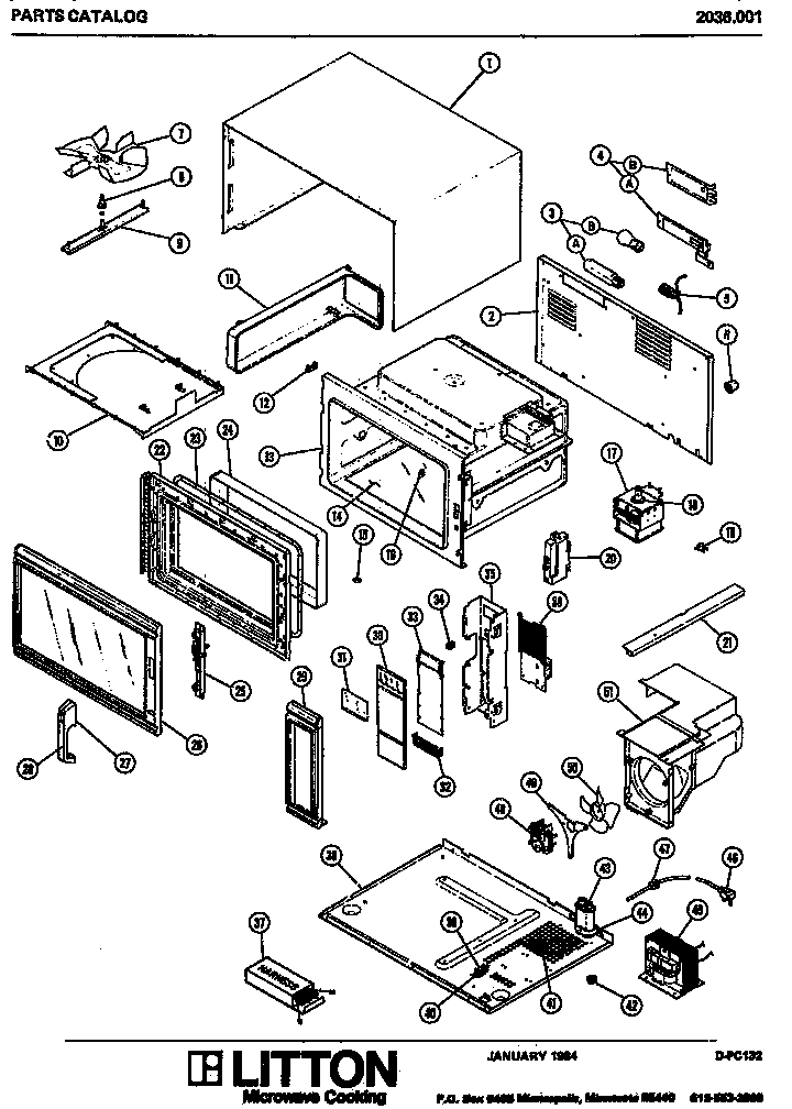 Amana 2036.001 microwave parts diagram
