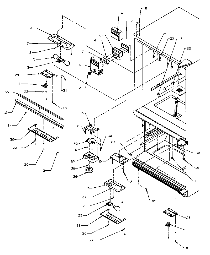 Amana BH20S5L-P1196501W refrigerator/freezer controls & light switches diagram