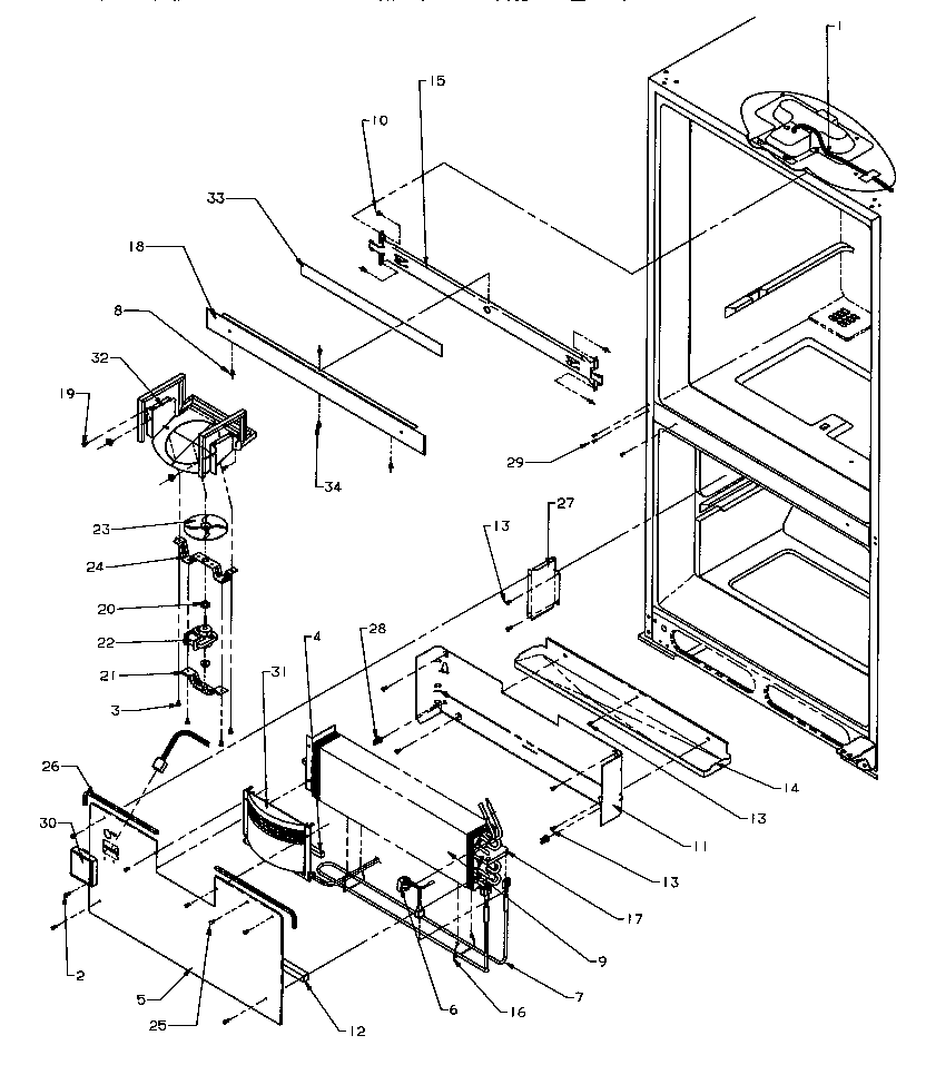 Amana BH20S5L-P1196501W evaporator area diagram