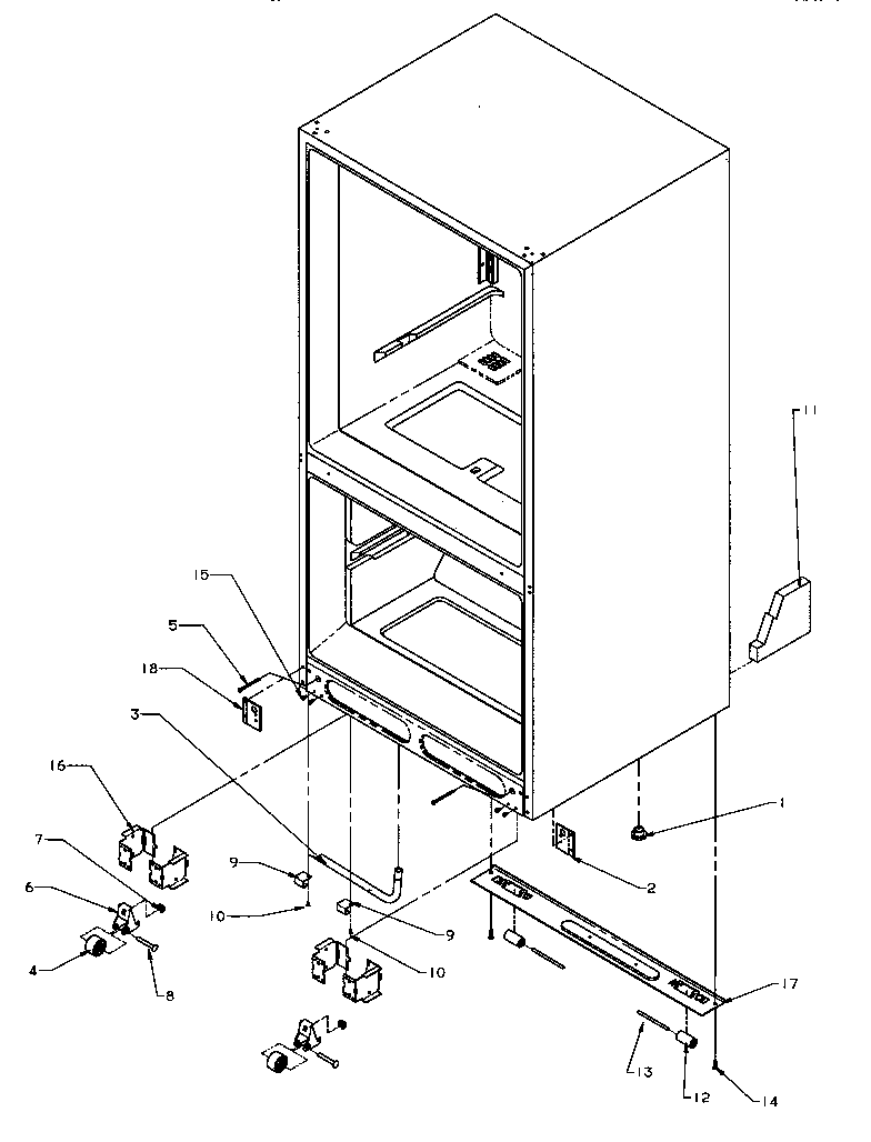 Amana BH20S5L-P1196501W rollers/drain tube diagram