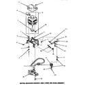 Amana LW1000W/P1177501WW motor, mounting bracket, belt, pump & idler assembly diagram
