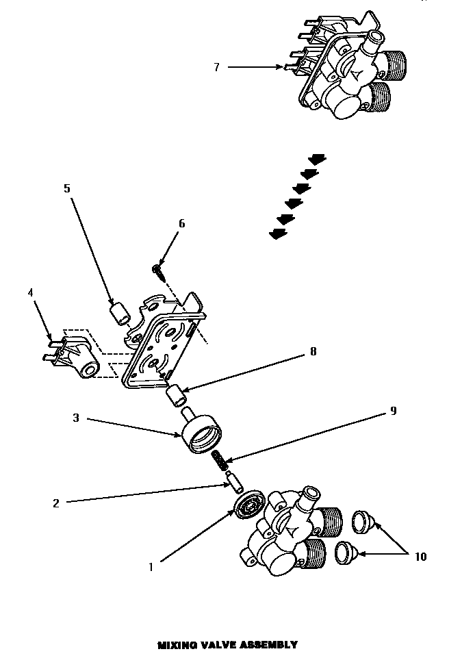 Amana LWM433W/P1176501WW mixing valve assembly diagram