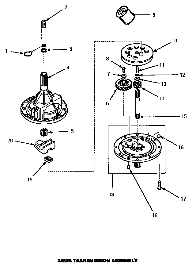 Amana LWM433W/P1176501WW 34526 transmission assembly diagram