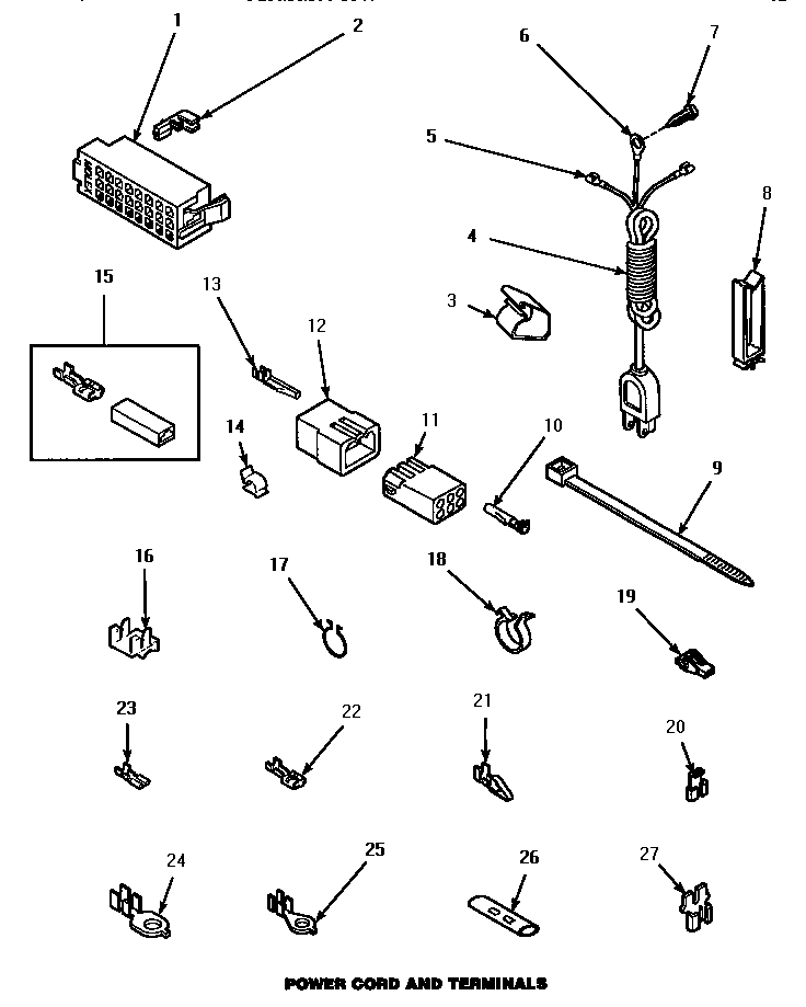 Amana LWM433W/P1176501WW power cord & terminals diagram