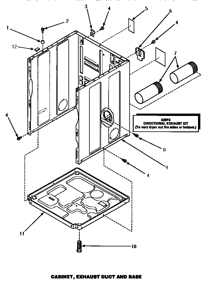 Amana LG4809L/P1163708WL cabinet, exhaust duct & base (lg4809l/p1163708wl) (lg4809w/p1163707ww) (lg4909l/p1163715wl) (lg4909w/p1163714ww) (lg9109w/p1163703ww) (lg9209w/p1163711ww) diagram