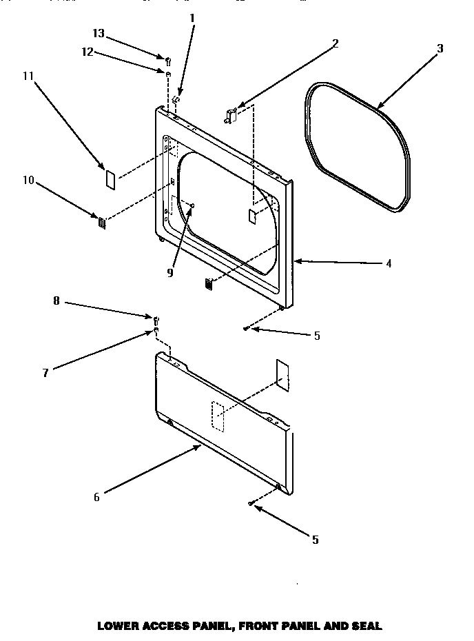Amana CE8407W-PCE8407W lower access panel, front panel & seal (ce8407w/pce8407w) (ce8427w/pce8427w) diagram