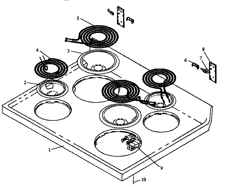 Caloric EHN3412W/P1142499NW maintop assembly diagram