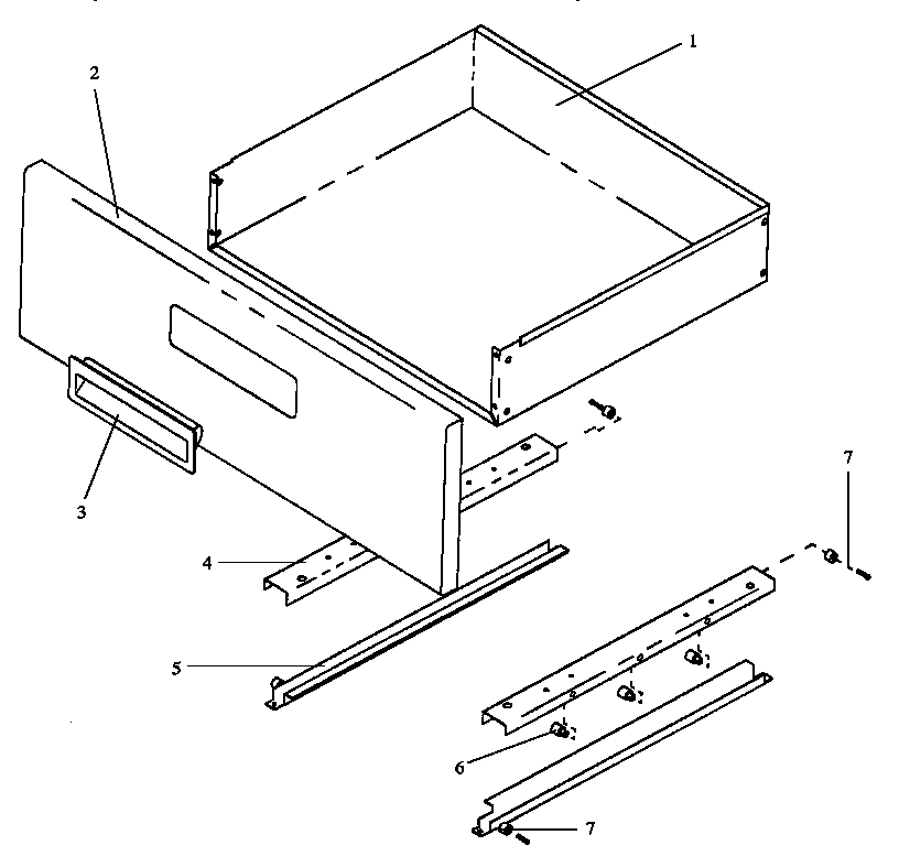 Caloric EHN3412W/P1142499NW fixed panel & storage drawer assembly diagram