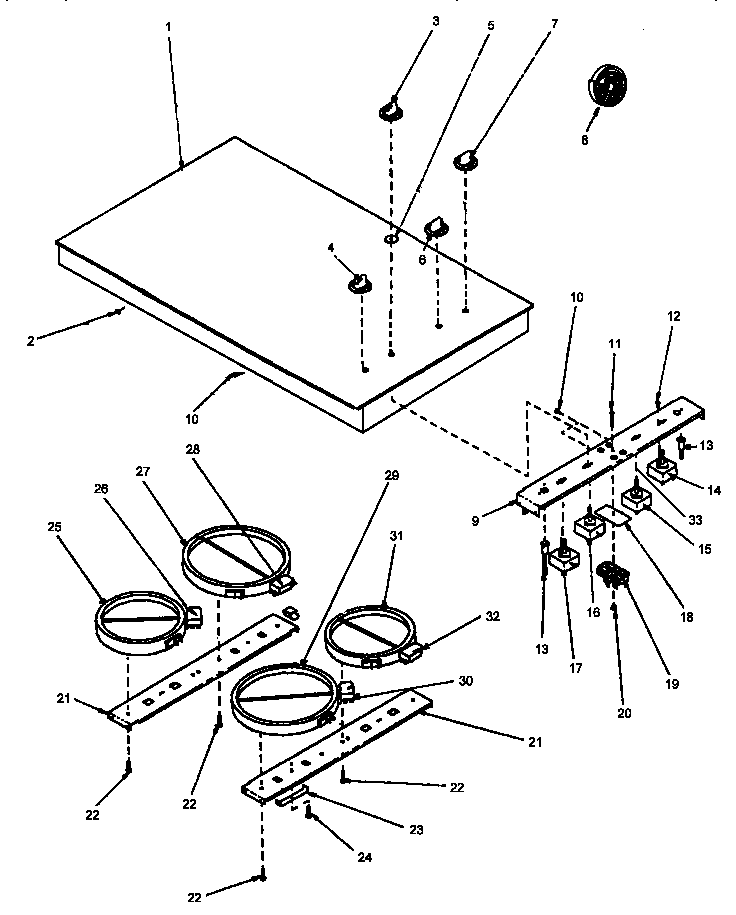 Amana CAK2H30E-P1131562N cooktop assembly diagram