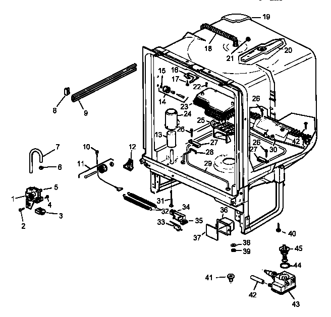 Caloric CDU210CWW/P1199014W tub assembly diagram