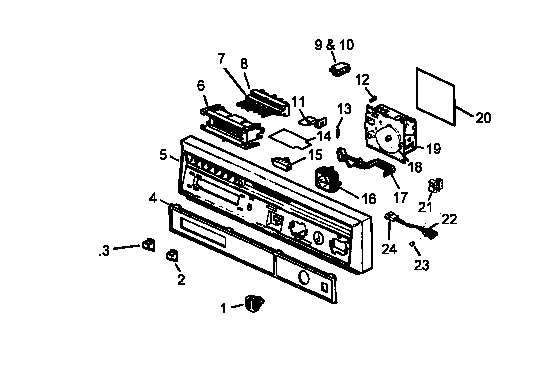 Caloric CDU210CWW/P1199014W control panel assembly diagram