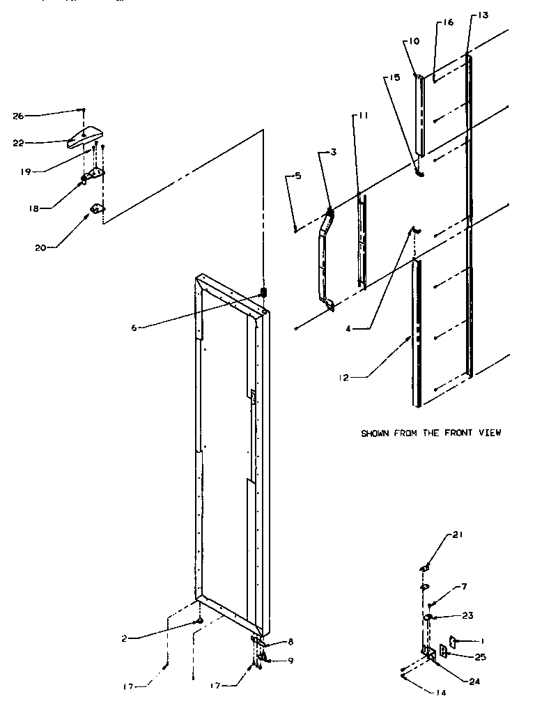 Amana SG19SW-P1193701WW freezer door hinge and trim diagram
