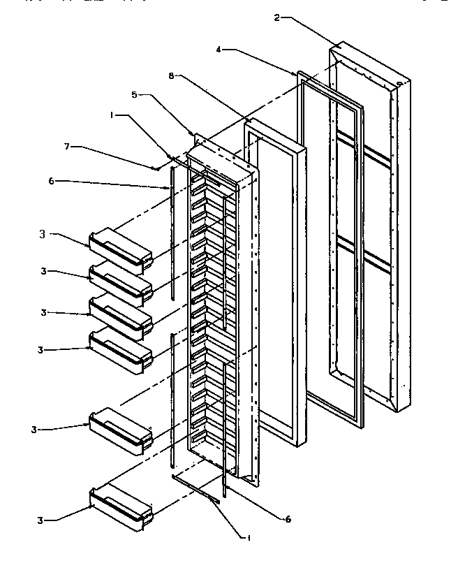 Amana SG19SW-P1193701WW freezer door (ss21sl/p1193801wl) (ss21sw/p1193801ww) diagram