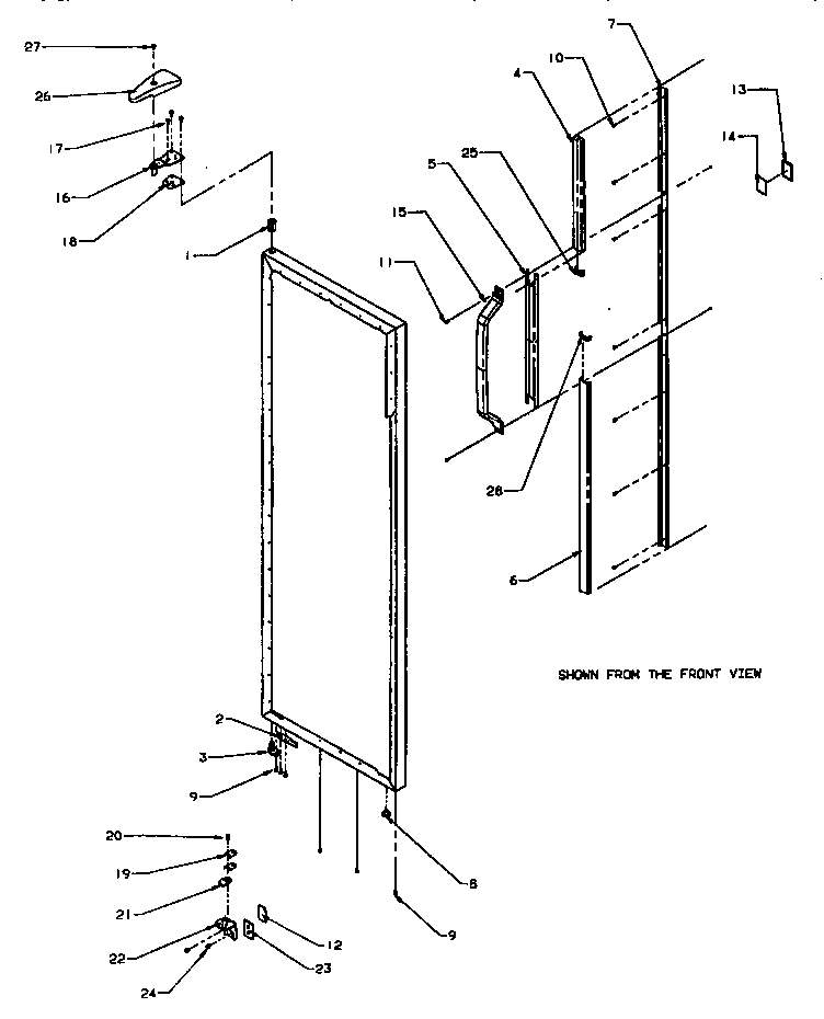 Amana SG19SW-P1193701WW refrigerator door hinge and trim diagram