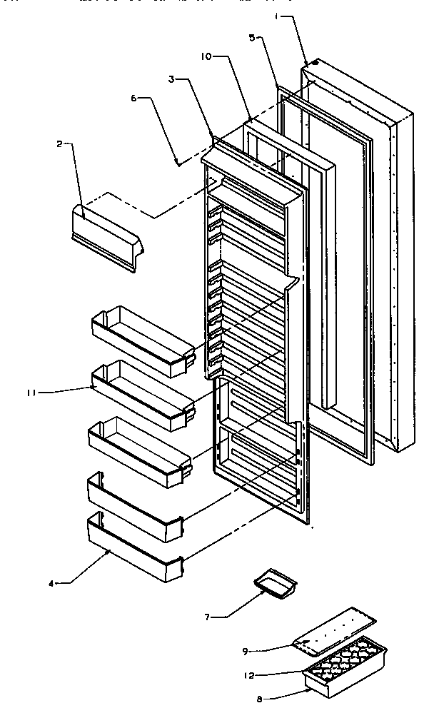 Amana SG19SW-P1193701WW refrigerator door (ss21sl/p1193801wl) (ss21sw/p1193801ww) diagram