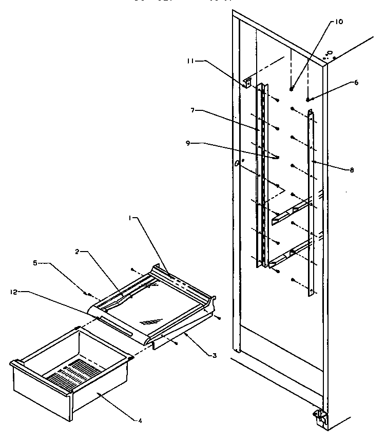 Amana SG19SW-P1193701WW refrigerator shelving and drawers diagram
