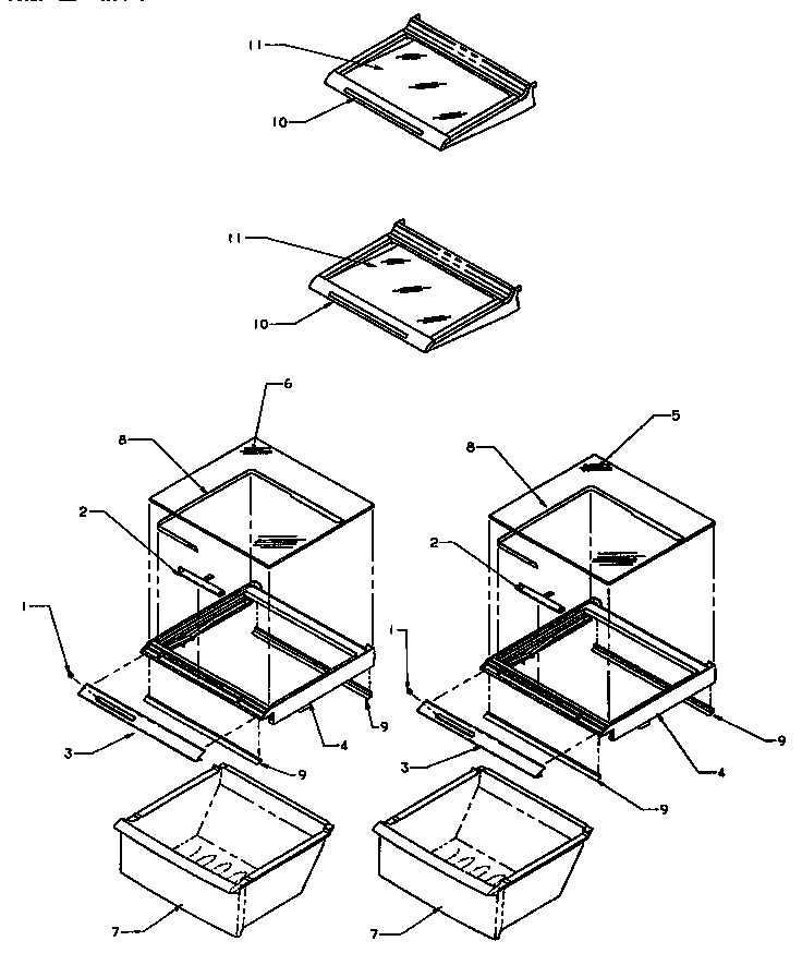 Amana SG19SW-P1193701WW refrigerator shelving and drawers (ss21sl/p1193801wl) (ss21sw/p1193801ww) diagram